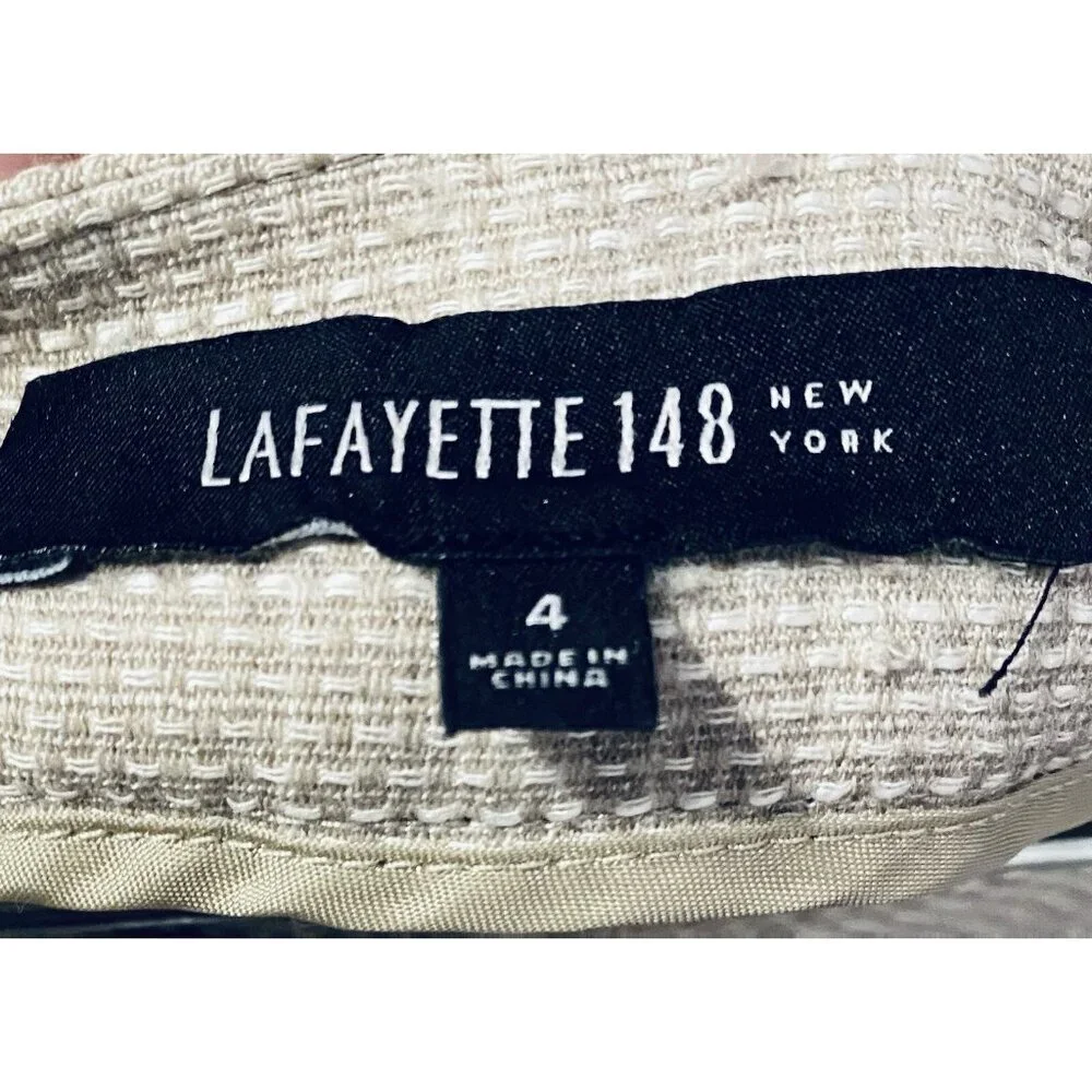 Lafayette 148 New York Pants Womens 4 Beige Barrow Wool Quiet Luxury Career